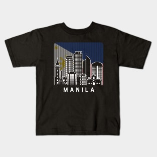 Manila NCR Skyline Philippines Flag Kids T-Shirt